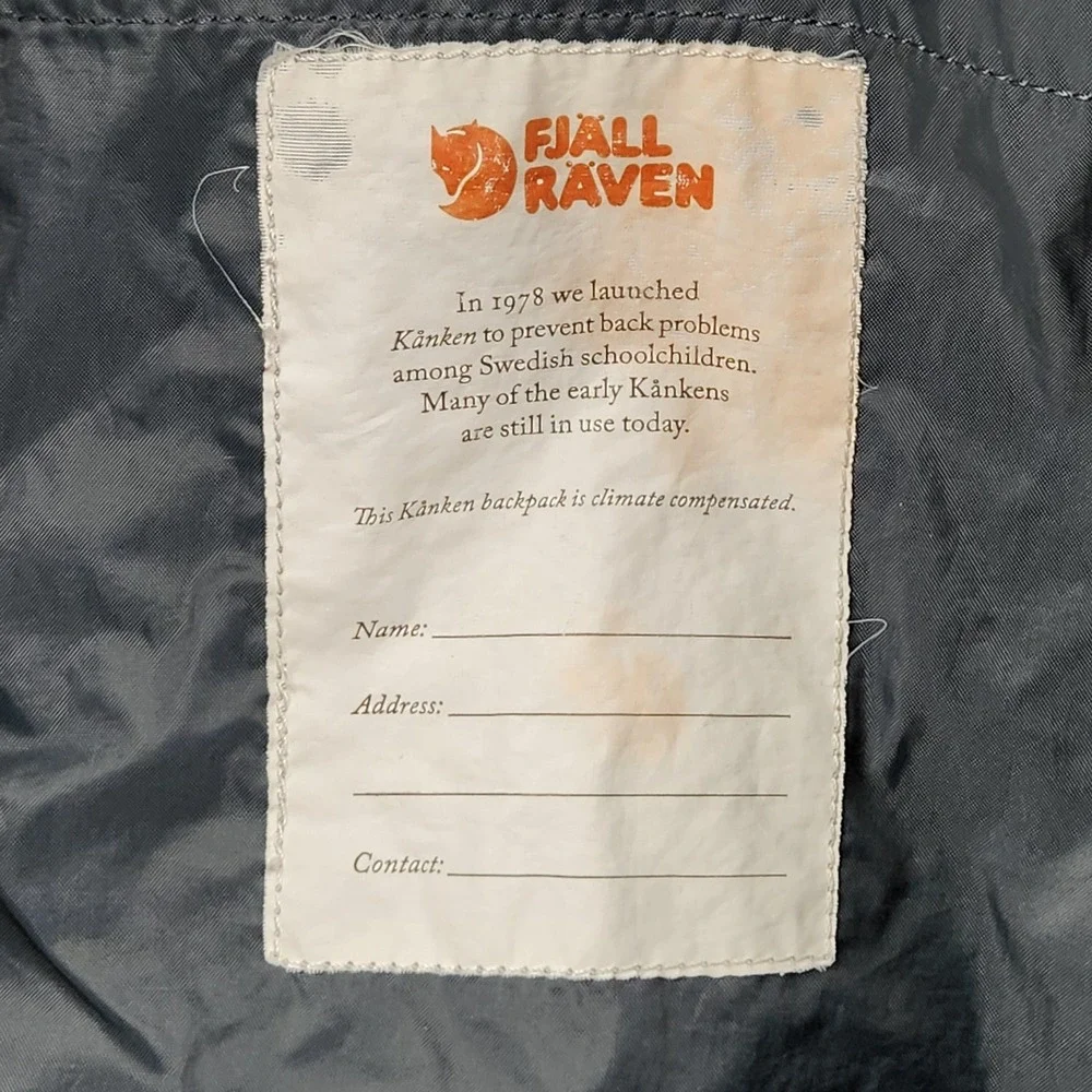 Fjallraven Gray Kanken 16L Backpack PVC Water Resistant Travel Unisex Daypack